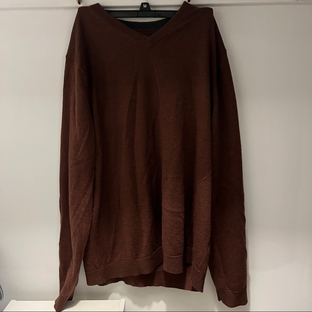 Brown V-neck sweater